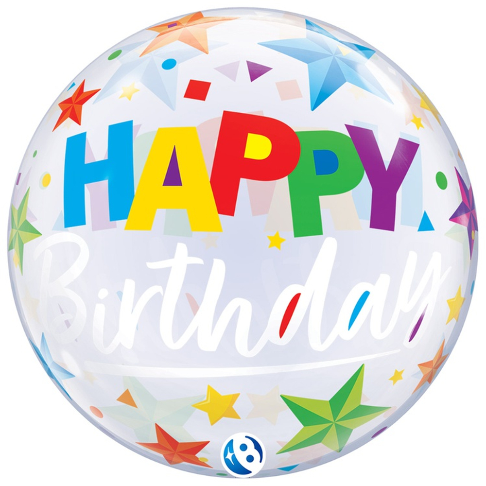 Купить прозрачный баблс на денб\ь рождения с яркими звездами