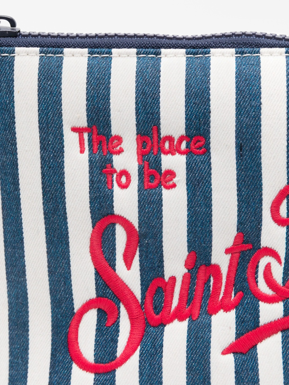 Косметичка MC Saint Barth Aline Denim белая полоска красный лого