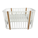 Кровать детская "Эля" 5 в 1 поперечный маятник/колеса (белый/вставки бук)