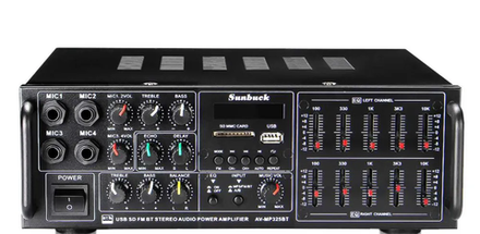 2-канальный аудио усилитель мощности звука с дистанционным управлением, Bluetooth, FM, SD, USB подд