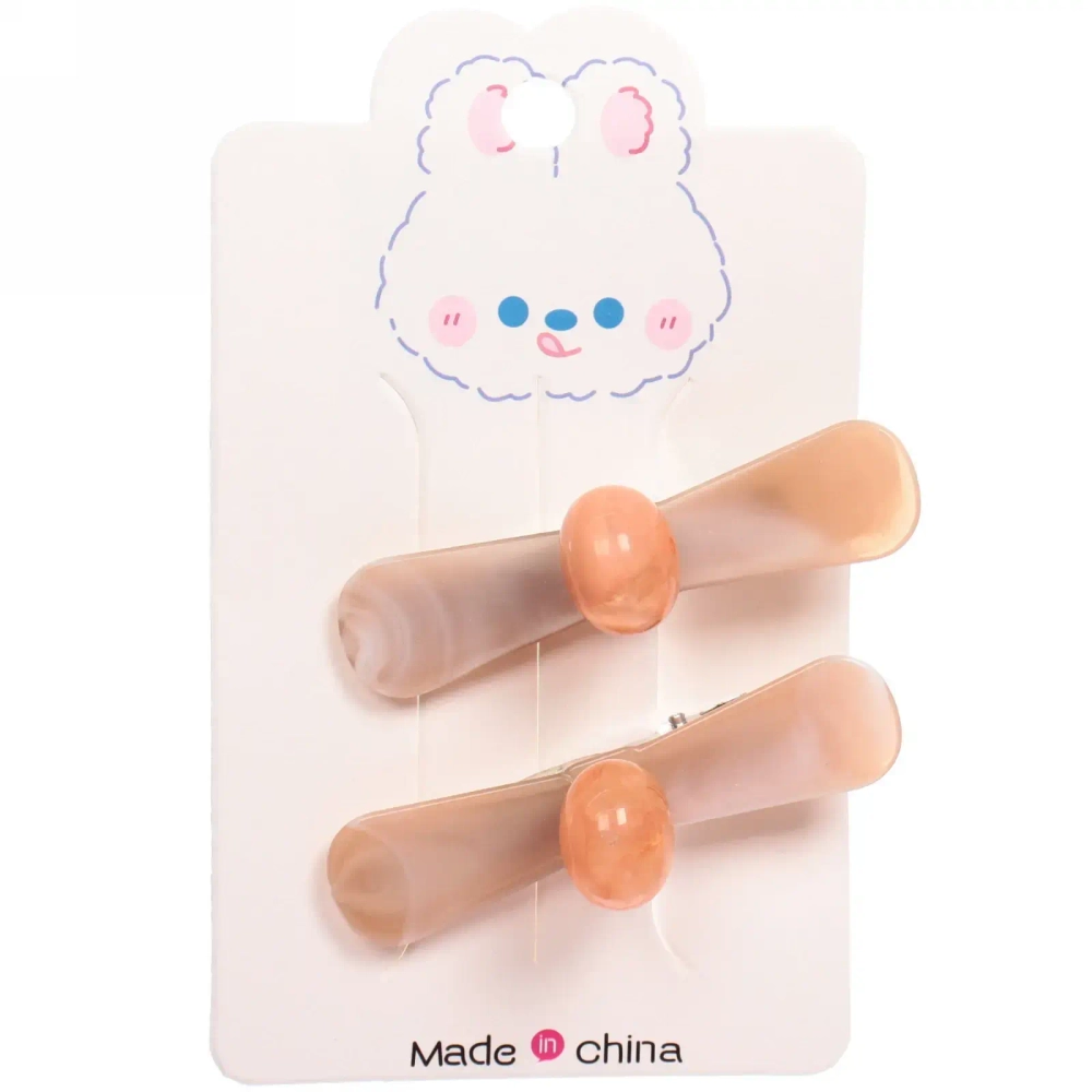 Зажимы для волос 2шт «Chocolate», бантик, цвет как на фото, 6,4*1,6см (блистер и пакет с подвесом)