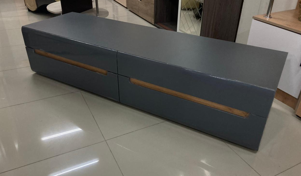 Тумба ТВ Стокгольм серый графит/графит глянец