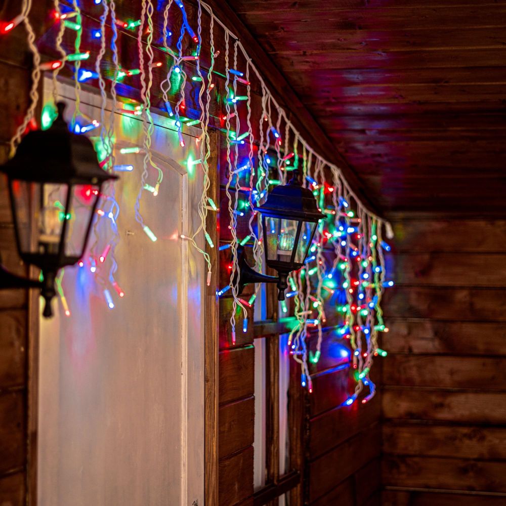 ULD-B3010-200-SWK MULTI IP67 Бахрома светодиодная со статическим свечением. 3м. Соединяемая. 200 светодиодов. Разноцветный свет. Провод белый. TM Uniel.