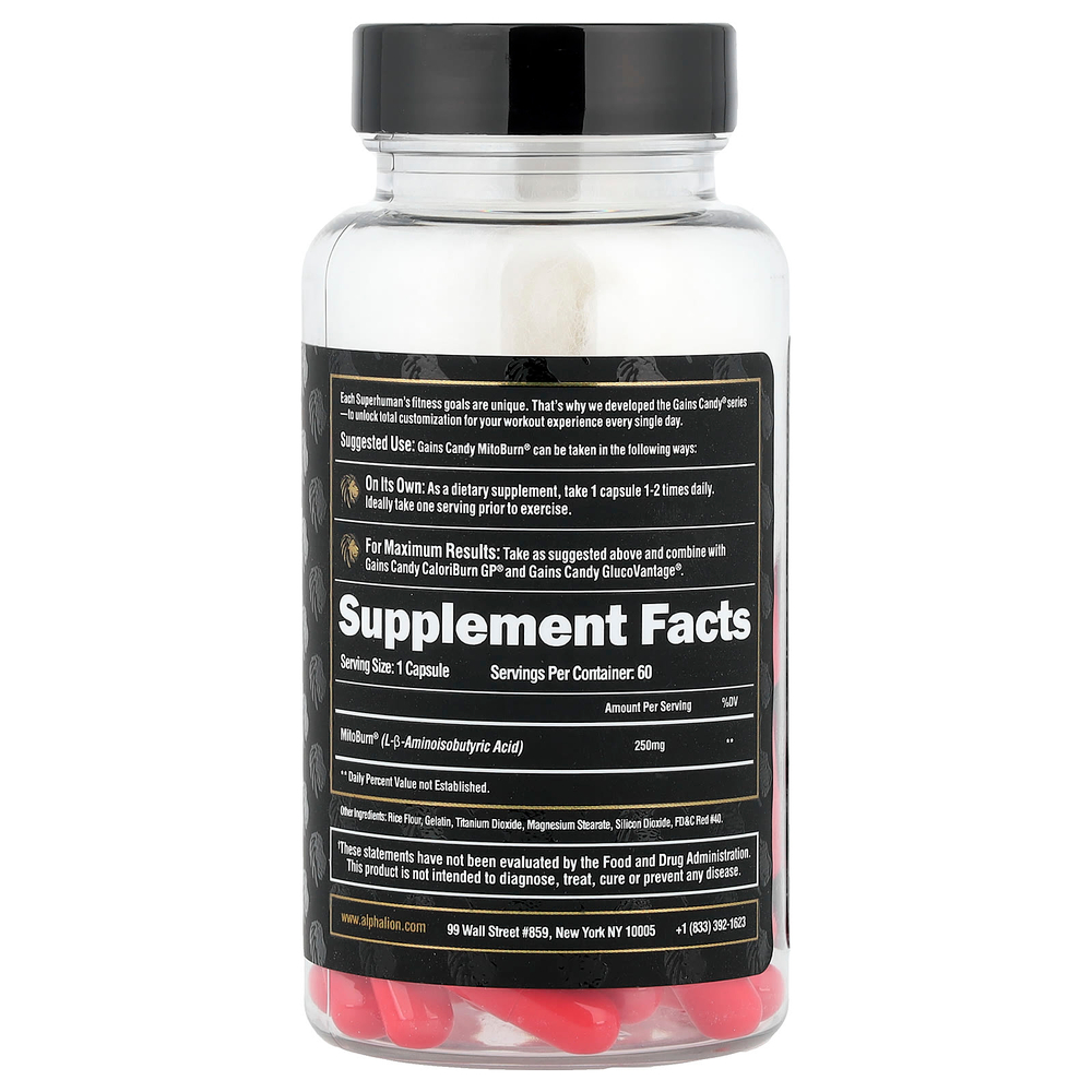 ALPHA LION, Gains Candy, MitoBurn®, 60 капсул