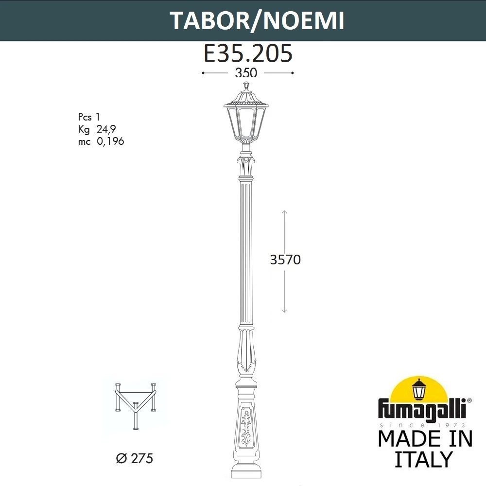 Парковый светильник Fumagalli TABOR/NOEMI E35.205.000.WXH27