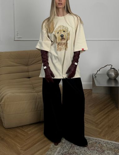 Темно-синие брюки-палаццо из микровельвета