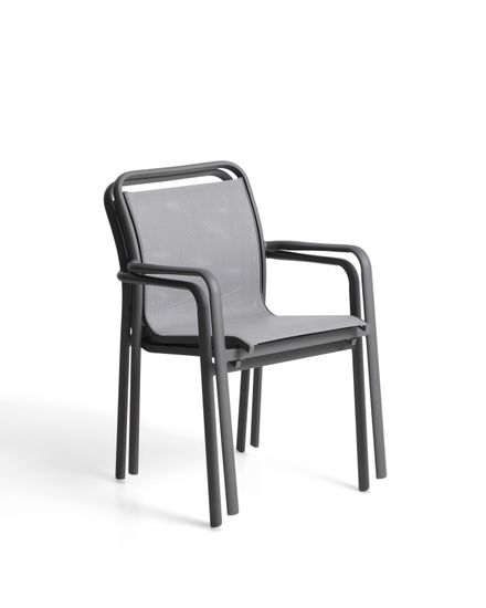 Уличный стул Luri из графитового алюминия и серого текстиля
