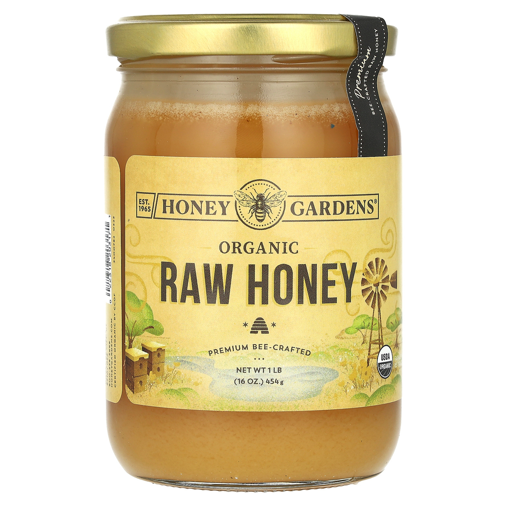 Honey Gardens, органический необработанный мед, 454 г (16 унций)