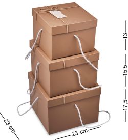 WF-196-B Набор коробок из 3 шт, коричневый