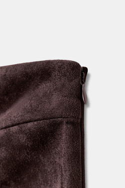 ZARA ТОП АСИММЕТРИЧНОГО КРОЯ ИЗ ИСКУССТВЕННОЙ ЗАМШИ, ШОКОЛАДНО-КОРИЧНЕВЫЙ