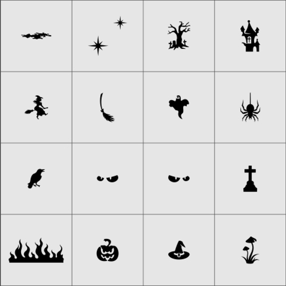 Большая коллекция трафаретов X-COLOR - Halloween 2 - 24шт.