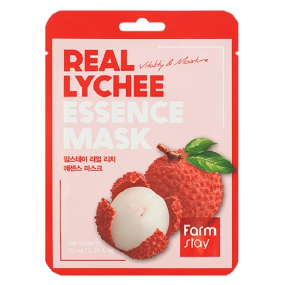 Тканевая маска для лица с экстрактом Личи FarmStay Real Lychee Essence Mask