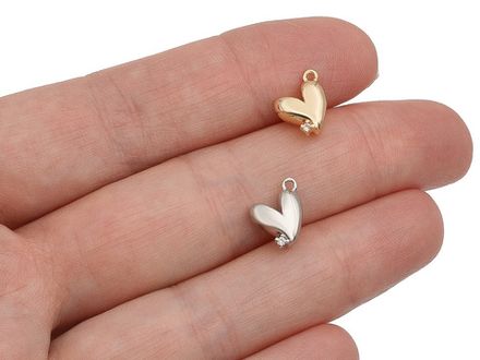 Подвеска Сердце с фианитом, 11мм