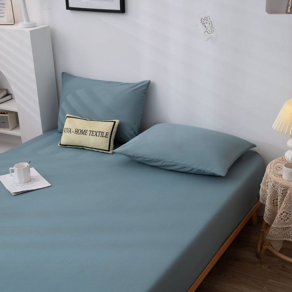 Комплект постельного белья Однотонный Сатин на резинке CSR045