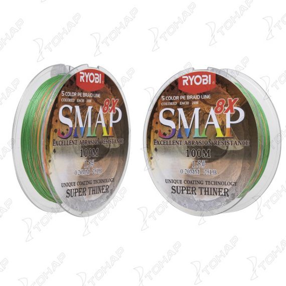 Шнур SMAP PE8X-100M 1.5# Multi Colour 0,205мм Ryobi