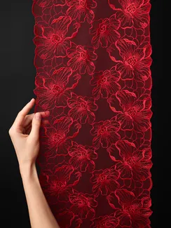 05-172 ОПТ Вышивка на неэл. сетке 25 см, красный 100