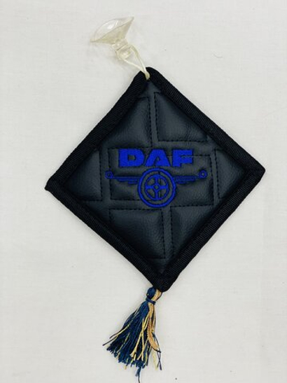 Ромб Daf (экокожа, черный с синей вышивкой)