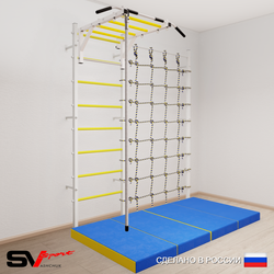 Шведская стенка Sv Sport 52940 (Турник рукоход/Канат/Мат 2м/Канатный лаз)