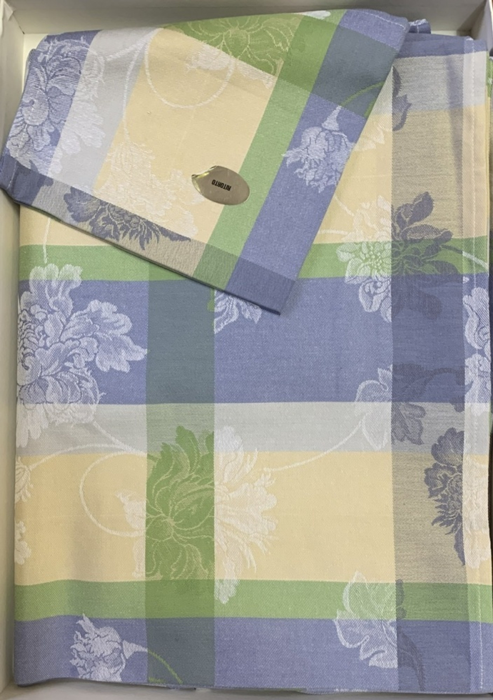 Скатерть 150x180 и 6 салфеток EmilioGatti Floris голубые