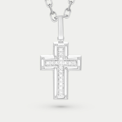 Крест из белого золота 585 пробы с бриллиантами (арт. 3063-251-01-00)