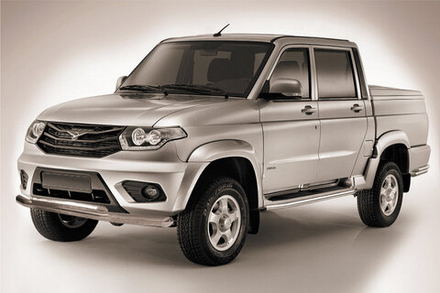 Защита переднего бампера (нержавейка) Uaz Pickup (2014-2023) d76+d57
