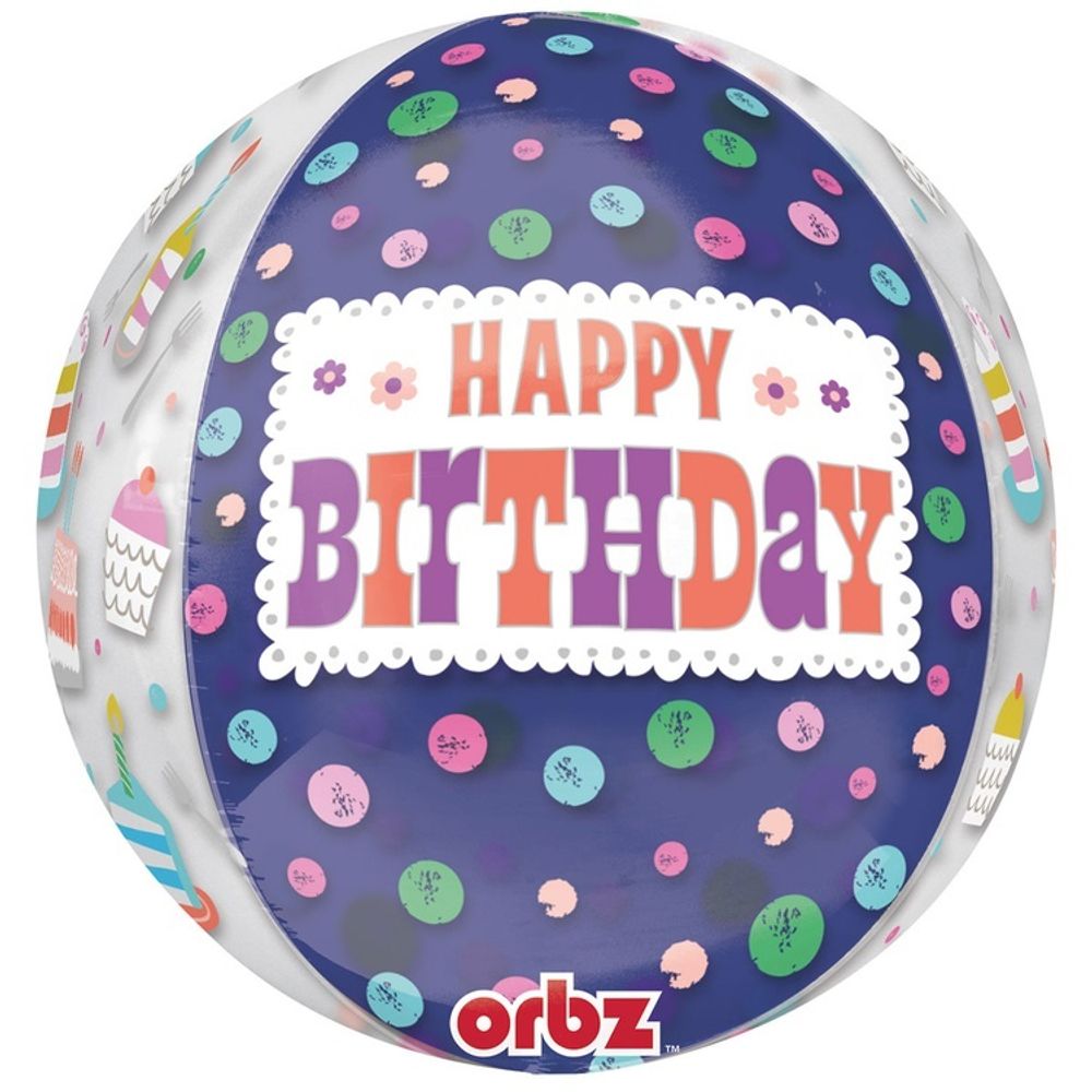 Шар Сфера 3D Happy birthday торты