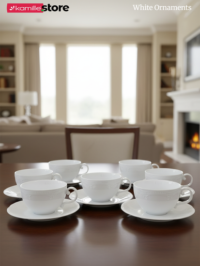 Чайный набор 250 мл. 12 предметов, фарфор, "White Ornaments"