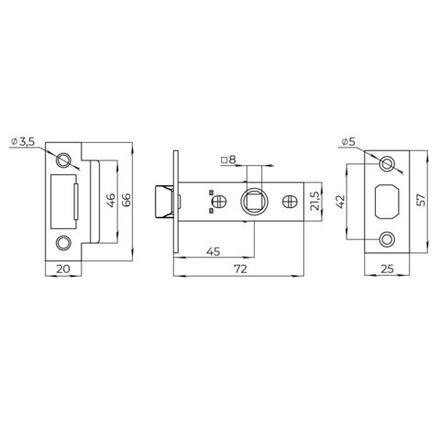 Защелка врезная LP45-8 ABG Бронза