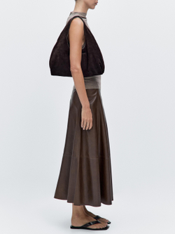 Massimo Dutti Сумка из замши среднего размера, коричневый