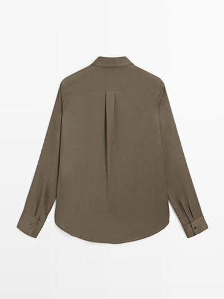 Massimo Dutti Рубашка свободного кроя с рубашечным воротником, кротово-коричневый
