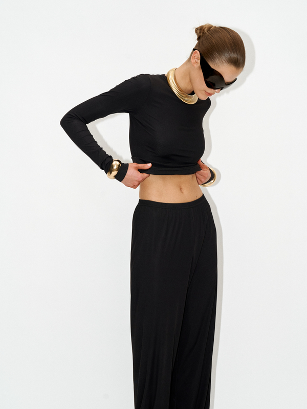 Лонгслив kyle ribbed black