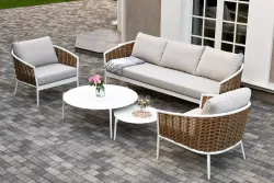 "Тоскана" лаунж-зона из искусственного ротанга, цвет соломенный