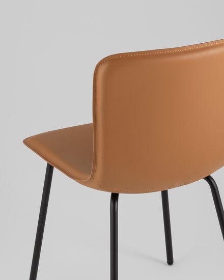 Стул обеденный Pluto коричневая экокожа, черные ножки