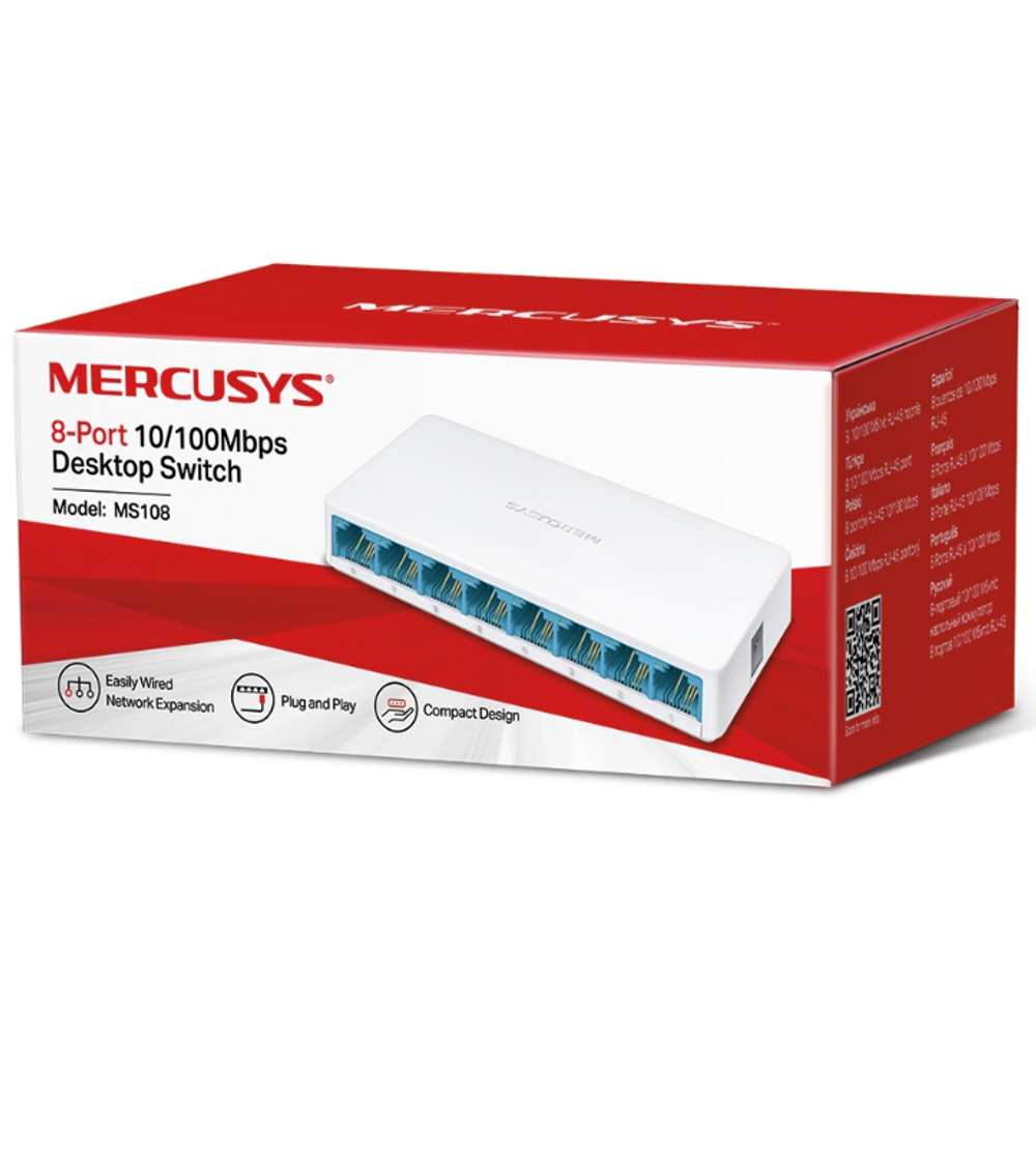 Коммутатор Mercusys MS108 8-портовый