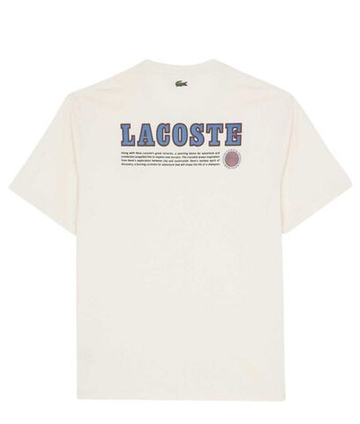 Мужская теннисная футболка Lacoste Multi Print Jersey - ecru white