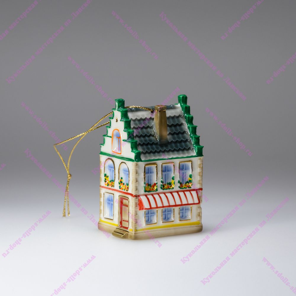 Фарфоровая ёлочная игрушка Шведский домик