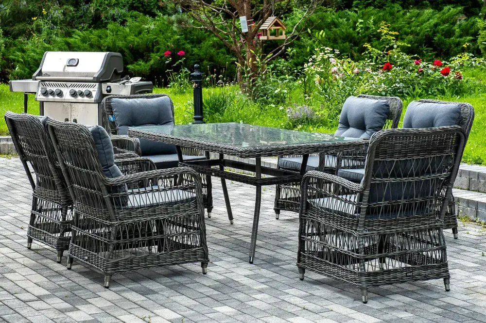 "Цесена" обеденная группа плетеная из искусственного ротанга, цвет графит