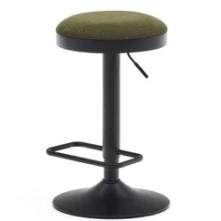 Барный табурет Zaib, 58-80 см, темно-зеленый шенилл, черная ножка