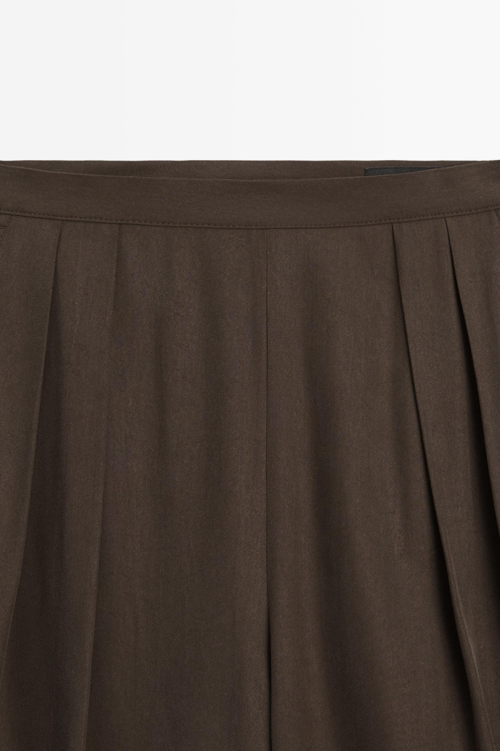Massimo Dutti Брюки палаццо из струящейся ткани с защипами, коричневый