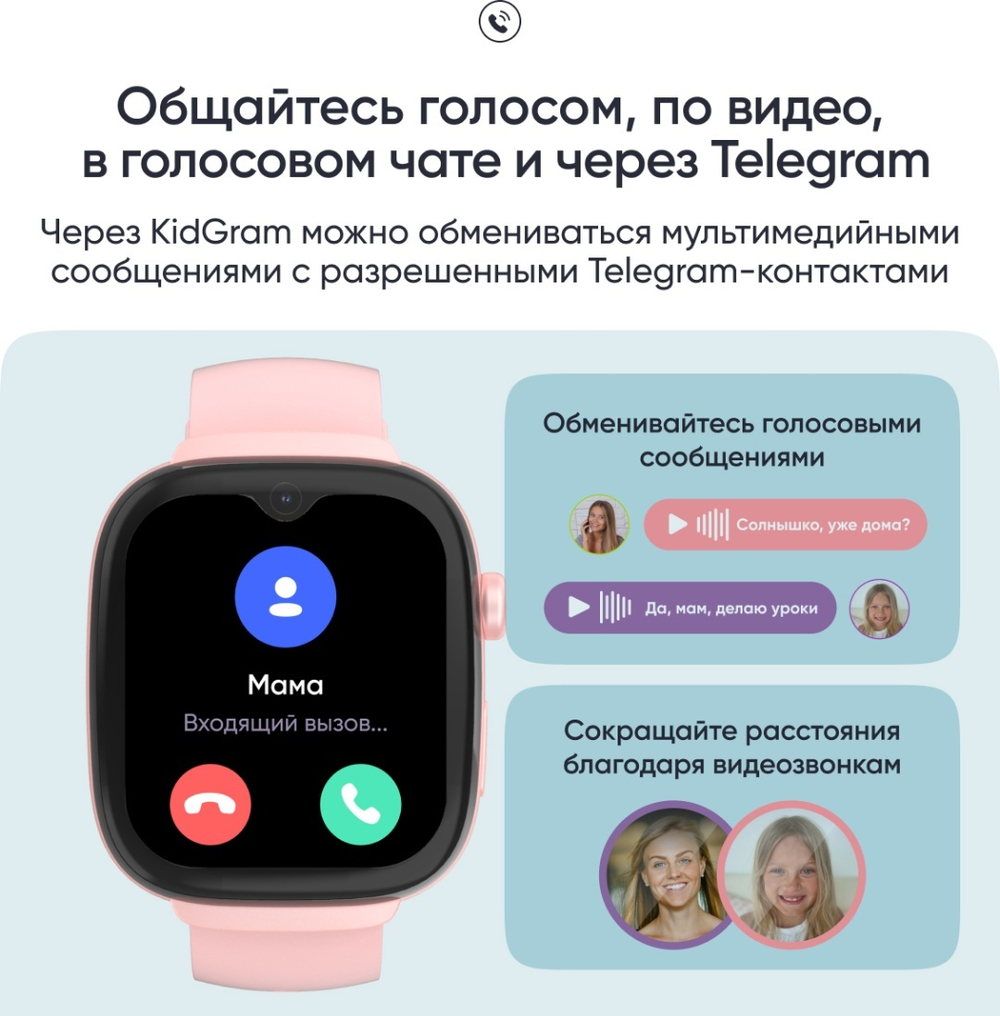Смарт-часы Elari KidGram 48 мм розовый