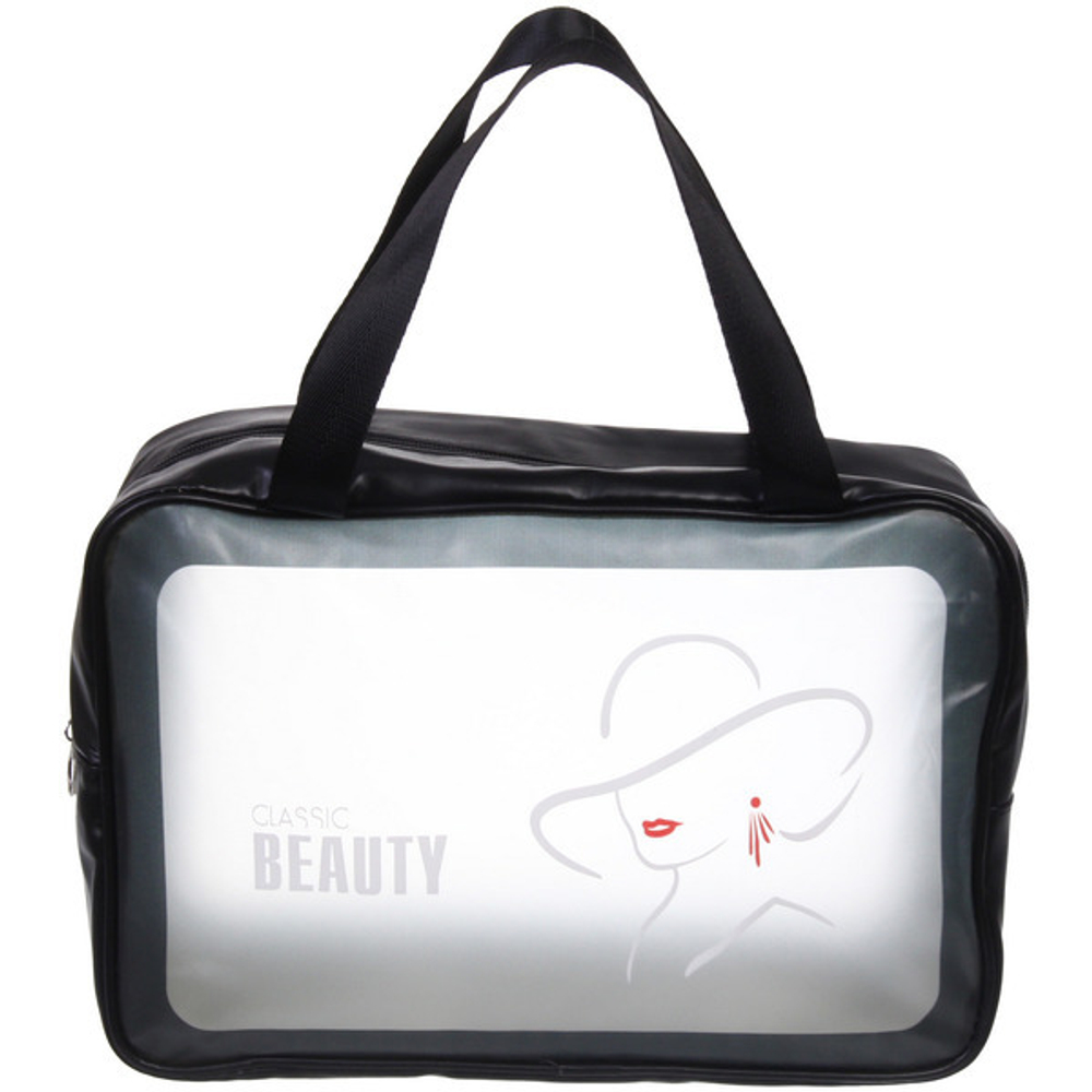 Косметичка прозрачная «MALINKA SHOP», девушка, цвет чернильная ночь, 30*21*10см