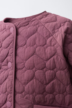 ZARA СТЕГАНАЯ КУРТКА, ТЕМНО-РОЗОВЫЙ