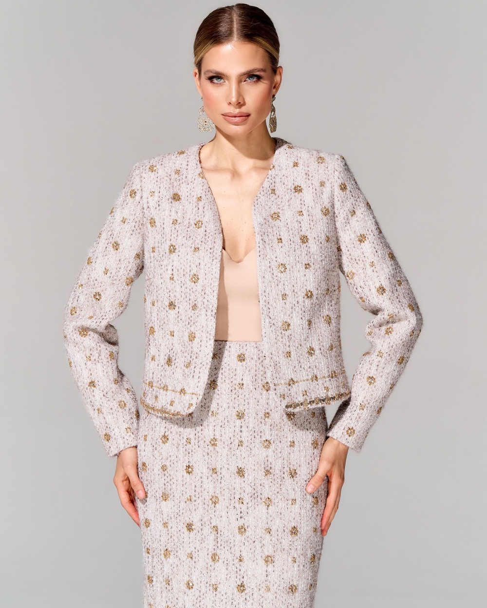 Юбка длины миди из премиального твида