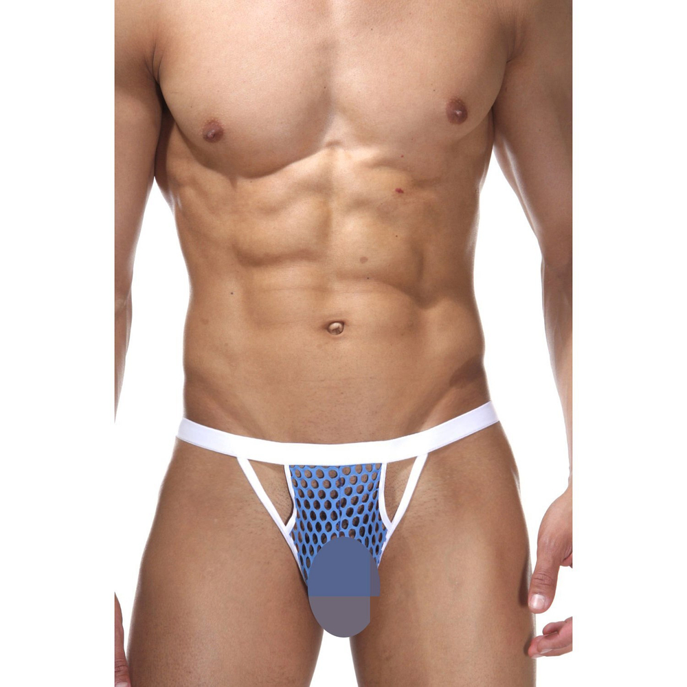 Мужские трусы стринги голубые в сетку LaBlinque LB15154