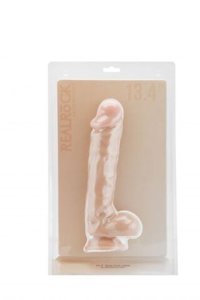 Телесный фаллоимитатор Realistic Cock 13,4 With Scrotum - 34 см. (Цвет: телесный)