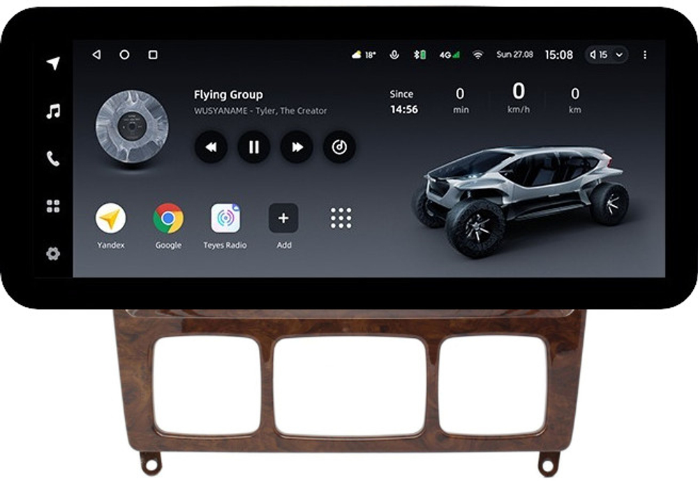 Магнитола для Mercedes-Benz S W220 1998-2005 (рамка дерево) - Teyes LUX ONE ROUND монитор 12.3" 2K QLED на Android 10, CarPlay, 4G SIM-слот