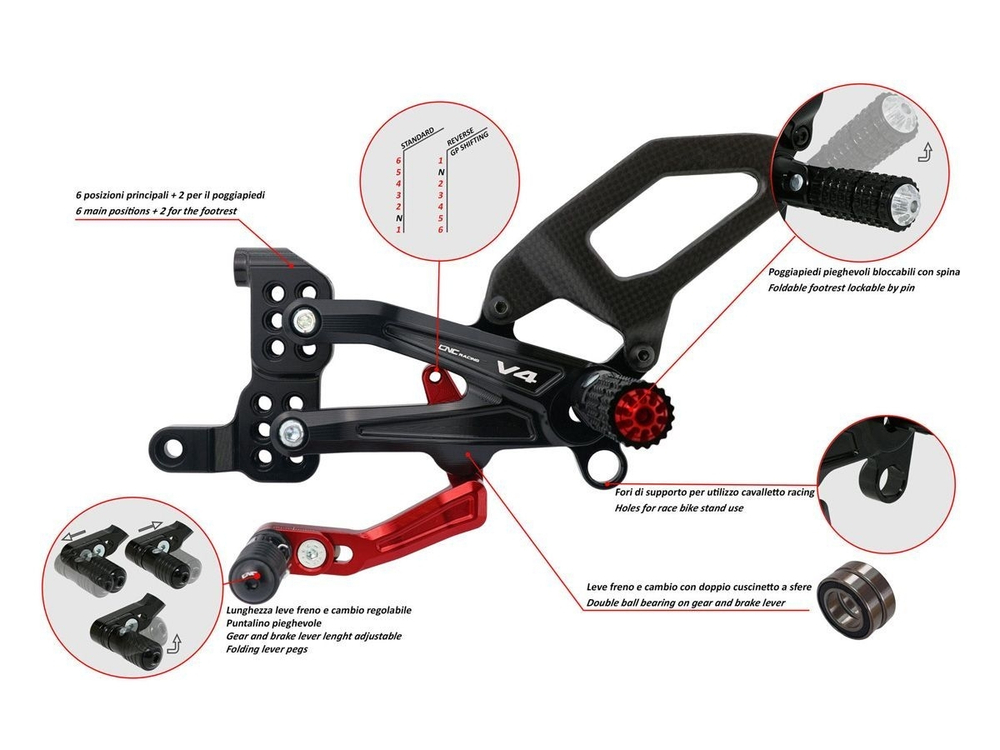 PE408PR CNC RACING PRAMAC EDITION ADJUSTABLE REARSETS (P V4)