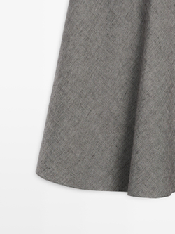 Massimo Dutti Льняная расклешенная юбка миди, черный