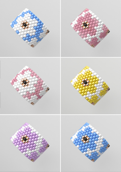 Схема кольца из бисера, узор PEYOTE, мозаичное плетение, четный счет, узор пейот из Miyuki Delica 11/0, файл PDF, RING_401