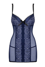 Синяя сорочка с кружевом на косточках Auroria Chemise LXL (46-48) (Цвет: синий, голубой)